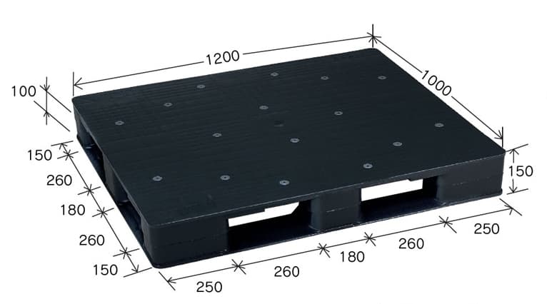 プラスチックパレット DA-JC-D4-1210 黒 岐阜プラスチック工業(RISU)製