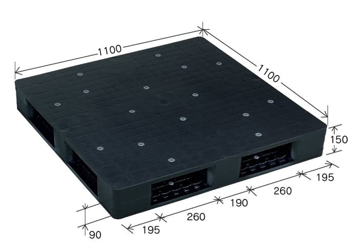 プラスチックパレット DA-JC-R4-1111 黒 岐阜プラスチック工業(RISU)製