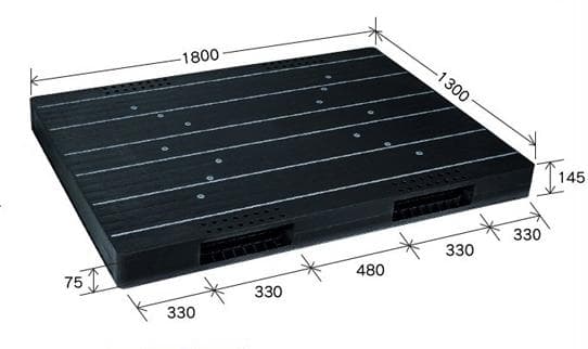 プラスチックパレット DA-JCK-R2-130180 黒 岐阜プラスチック工業(RISU)製