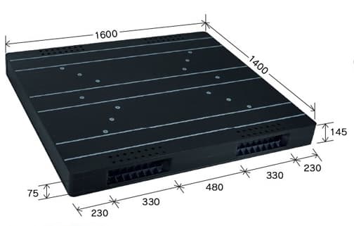 プラスチックパレット DA-JCK-R2-140160 黒 岐阜プラスチック工業(RISU)製