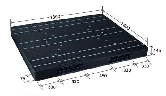 プラスチックパレット DA-JCK-R2-140180 黒 岐阜プラスチック工業(RISU)製