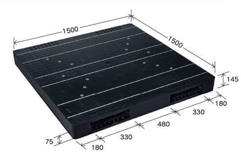 プラスチックパレット DA-JCK-R2-150150 黒 岐阜プラスチック工業(RISU)製