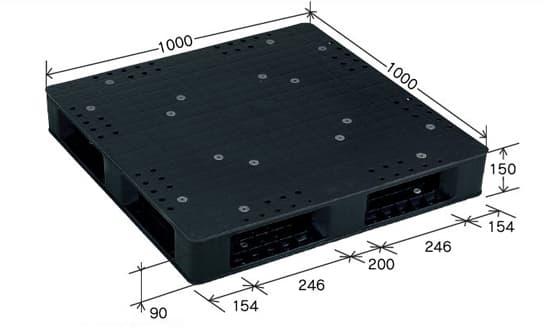 プラスチックパレット DA-JCK-R4-100100 黒 岐阜プラスチック工業(RISU)製