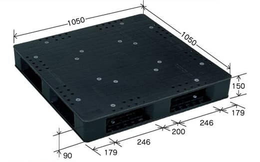 プラスチックパレット DA-JCK-R4-105105 黒 岐阜プラスチック工業(RISU)製