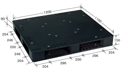 プラスチックパレット DA-JCK-R4-120110 黒 岐阜プラスチック工業(RISU)製