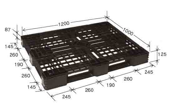 プラスチックパレット DA-JL-D4-1210E2 黒 岐阜プラスチック工業(RISU)製