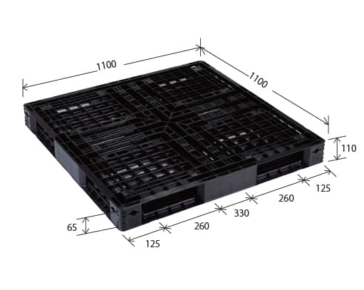 プラスチックパレット DA-JL-R4-1111E 黒 岐阜プラスチック工業(RISU)製