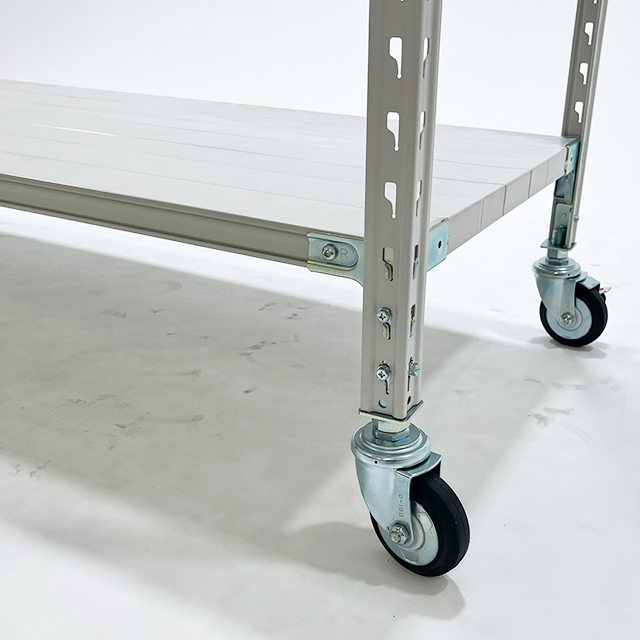 キャスター付きスチールラック SOシリーズ 耐荷重150kg/段 ホワイトグレー 高さ2400×横幅1800×奥行600×12段(枚) 単体形式